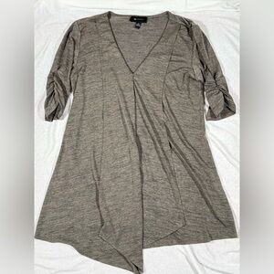 Tunic Top Heather Gray Ruched Sleeve AB Studio Women’s Small